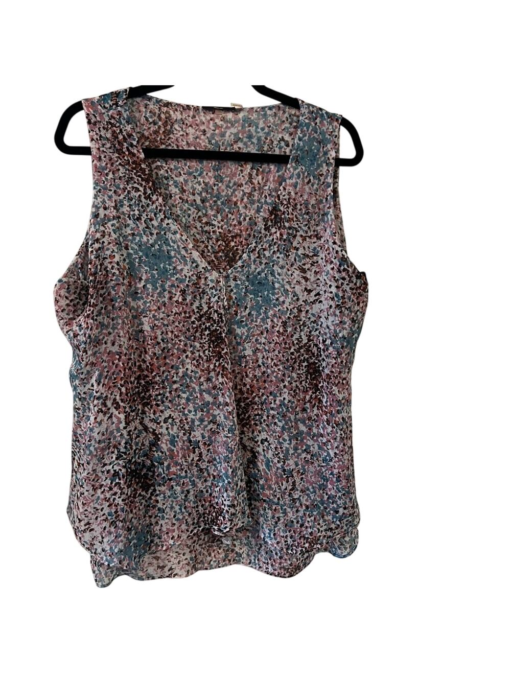 Milano Abstract Floral Sleeveless Blouse XL - Pink, Teal